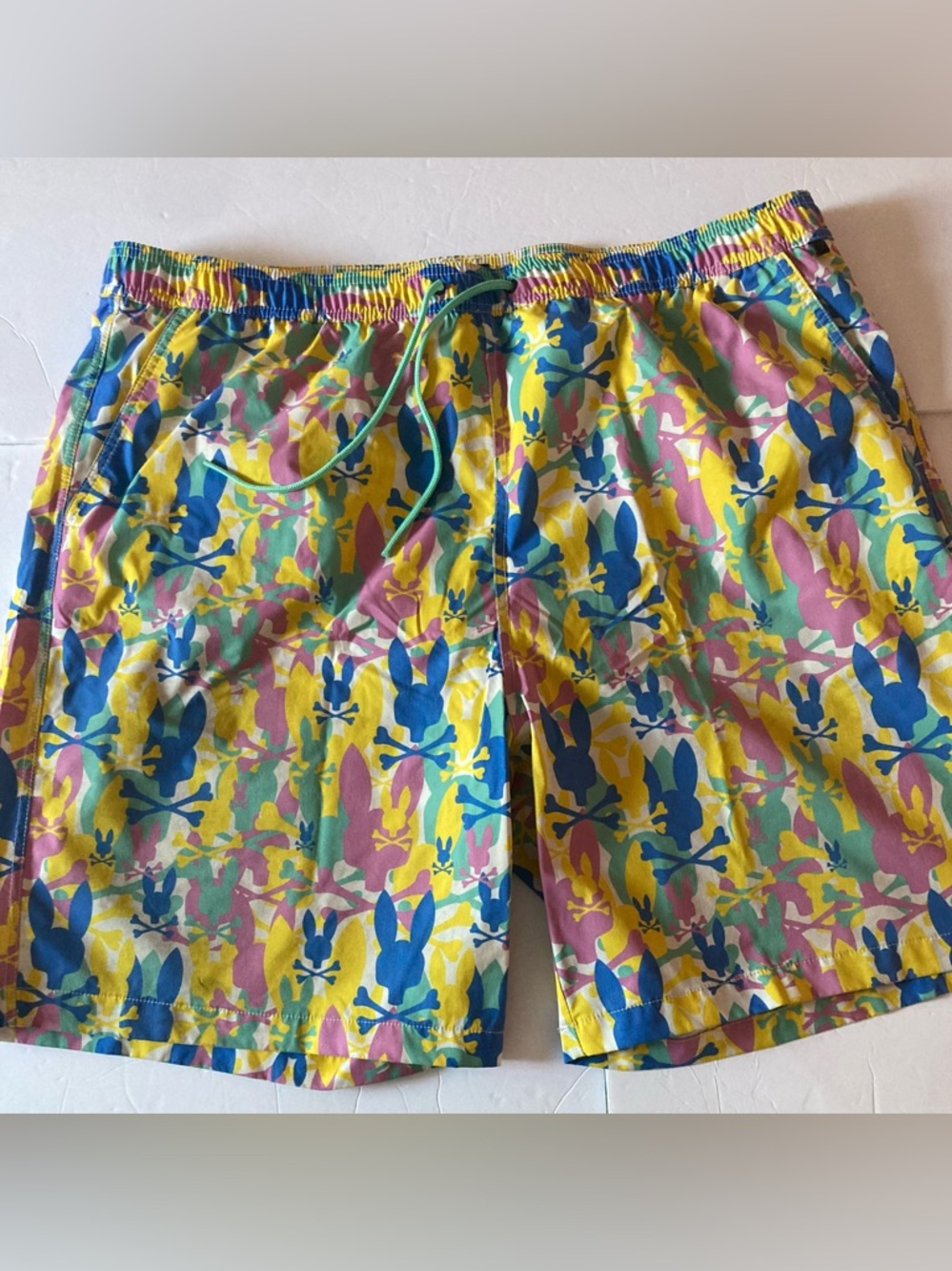Psycho Bunny SZ XXL Yellow Multi-Color Swim Shorts